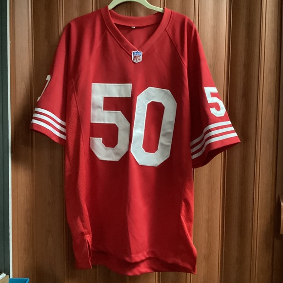NFL 49ers Legend Riki Ellison #50 Signed Red Jersey Size L - Picture 4 of 12